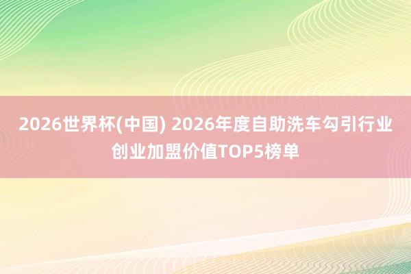 2026世界杯(中國) 2026年度自助洗車勾引行業(yè)創(chuàng)業(yè)加盟價值TOP5榜單