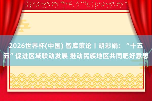 2026世界杯(中國) 智庫策論丨胡彩娟:“十五五”促進區域聯動發展 推動民族地區共同肥好意思