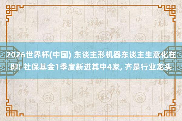 2026世界杯(中國) 東談主形機器東談主生意化在即! 社保基金1季度新進其中4家， 齊是行業龍頭