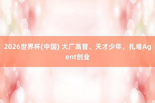2026世界杯(中國(guó)) 大廠高管、天才少年，扎堆Agent創(chuàng)業(yè)