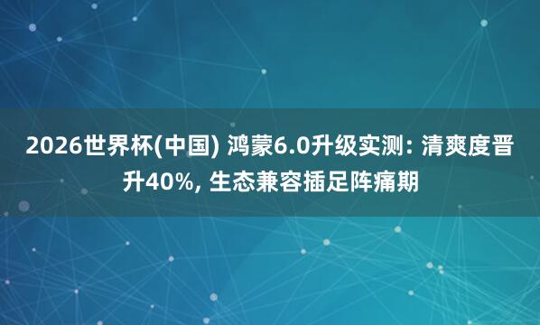 2026世界杯(中國) 鴻蒙6.0升級實測: 清爽度晉升40%， 生態兼容插足陣痛期