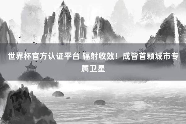 世界杯官方認(rèn)證平臺(tái) 輻射收效！成皆首顆城市專屬衛(wèi)星