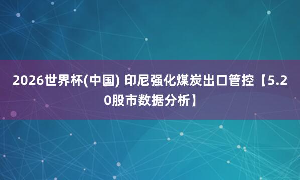 2026世界杯(中國) 印尼強化煤炭出口管控【5.20股市數據分析】