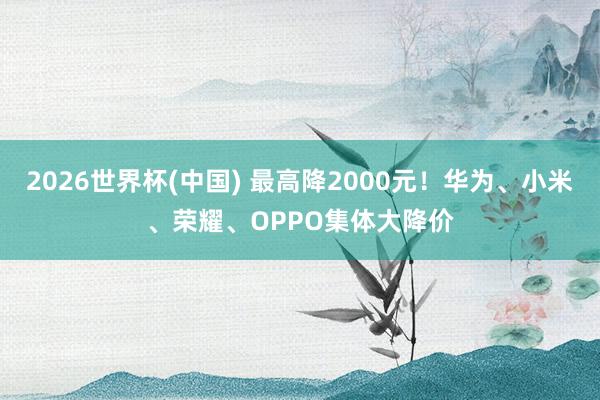 2026世界杯(中國) 最高降2000元！華為、小米、榮耀、OPPO集體大降價
