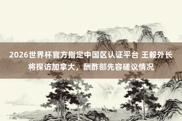 2026世界杯官方指定中國區(qū)認(rèn)證平臺 王毅外長將探訪加拿大，酬酢部先容磋議情況