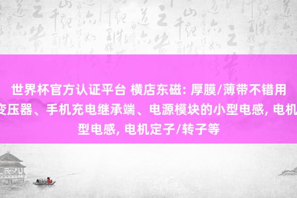 世界杯官方認證平臺 橫店東磁: 厚膜/薄帶不錯用于OBC中的變壓器、手機充電繼承端、電源模塊的小型電感， 電機定子/轉(zhuǎn)子等