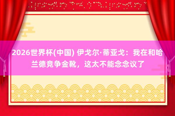 2026世界杯(中國) 伊戈爾·蒂亞戈：我在和哈蘭德競爭金靴，這太不能念念議了