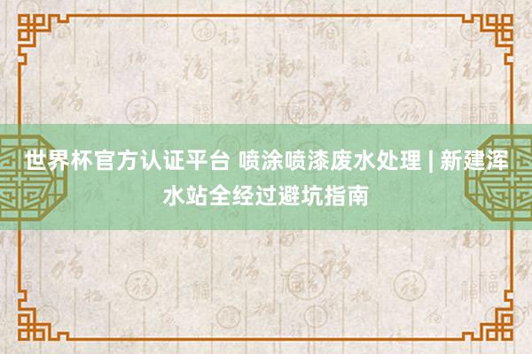 世界杯官方認證平臺 噴涂噴漆廢水處理 | 新建渾水站全經過避坑指南